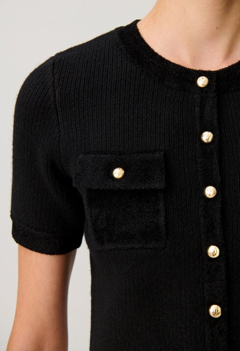 Cardigan maille velours