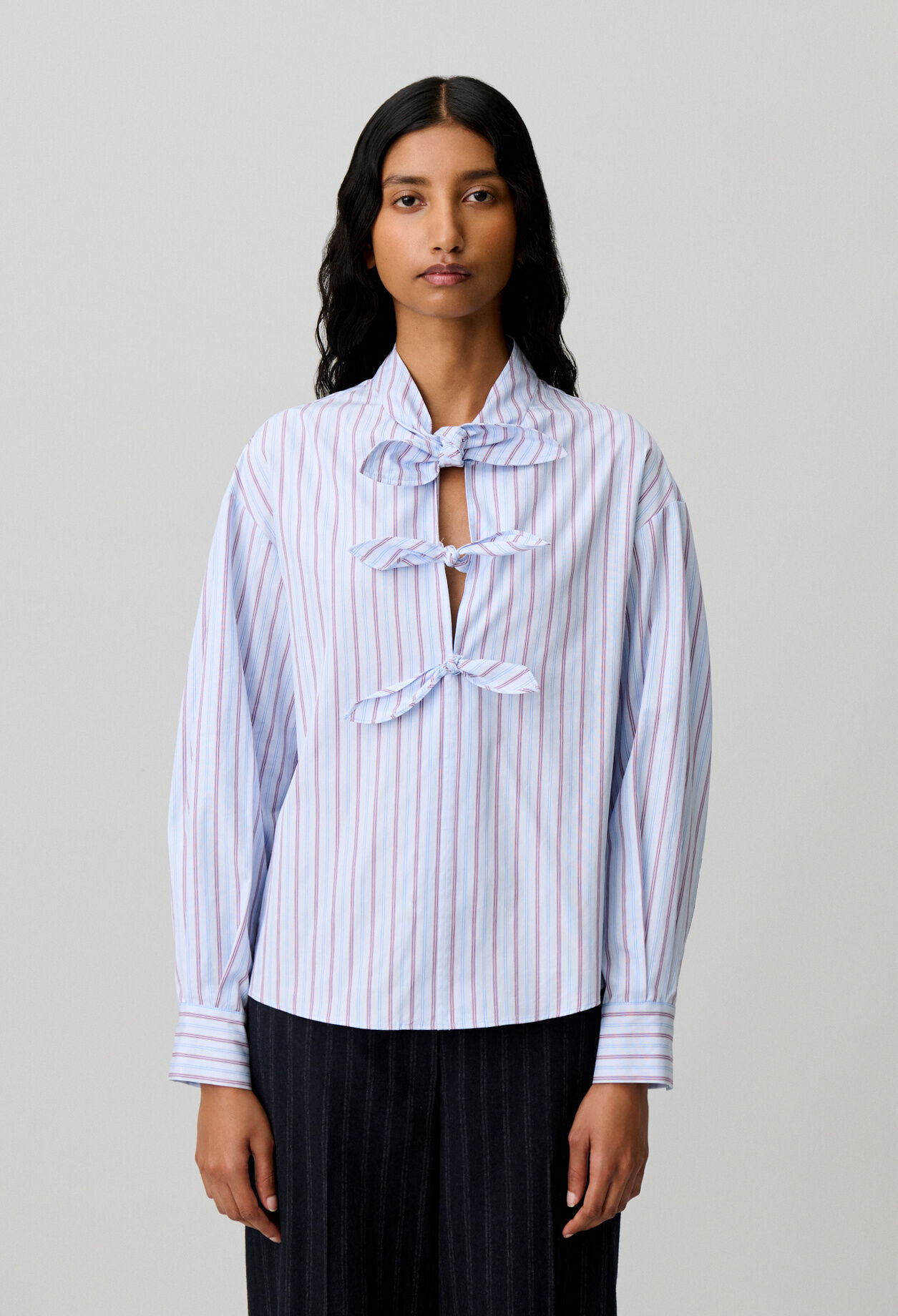 Blouse popeline ray&eacute;e