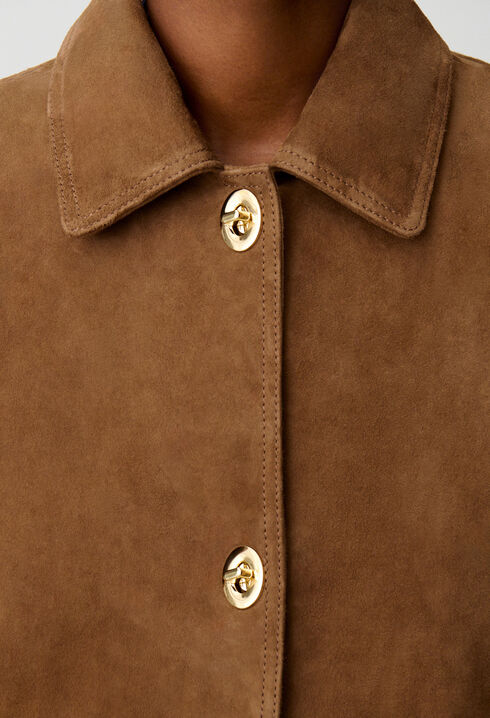 Veste courte cuir su&egrave;de