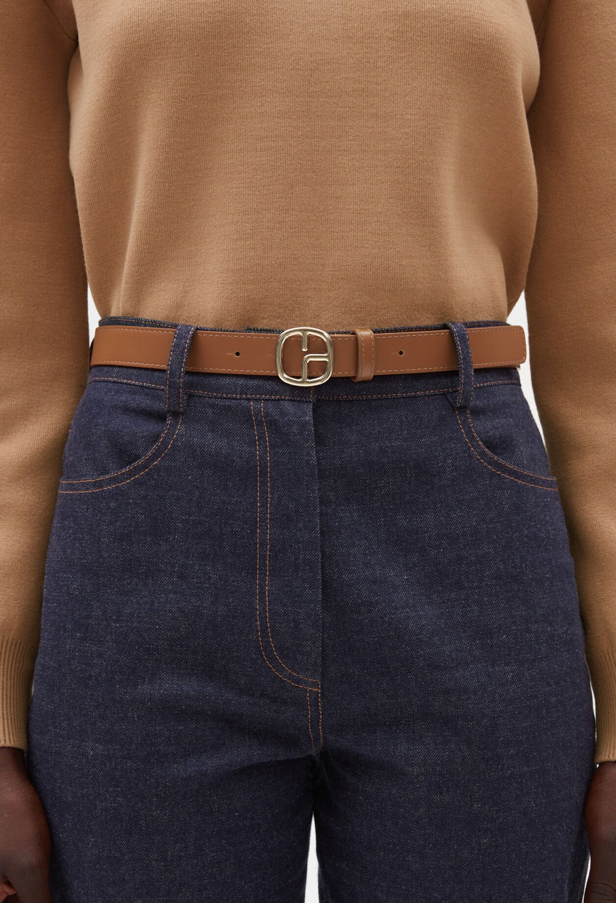 Ceinture cuir monogramme marron