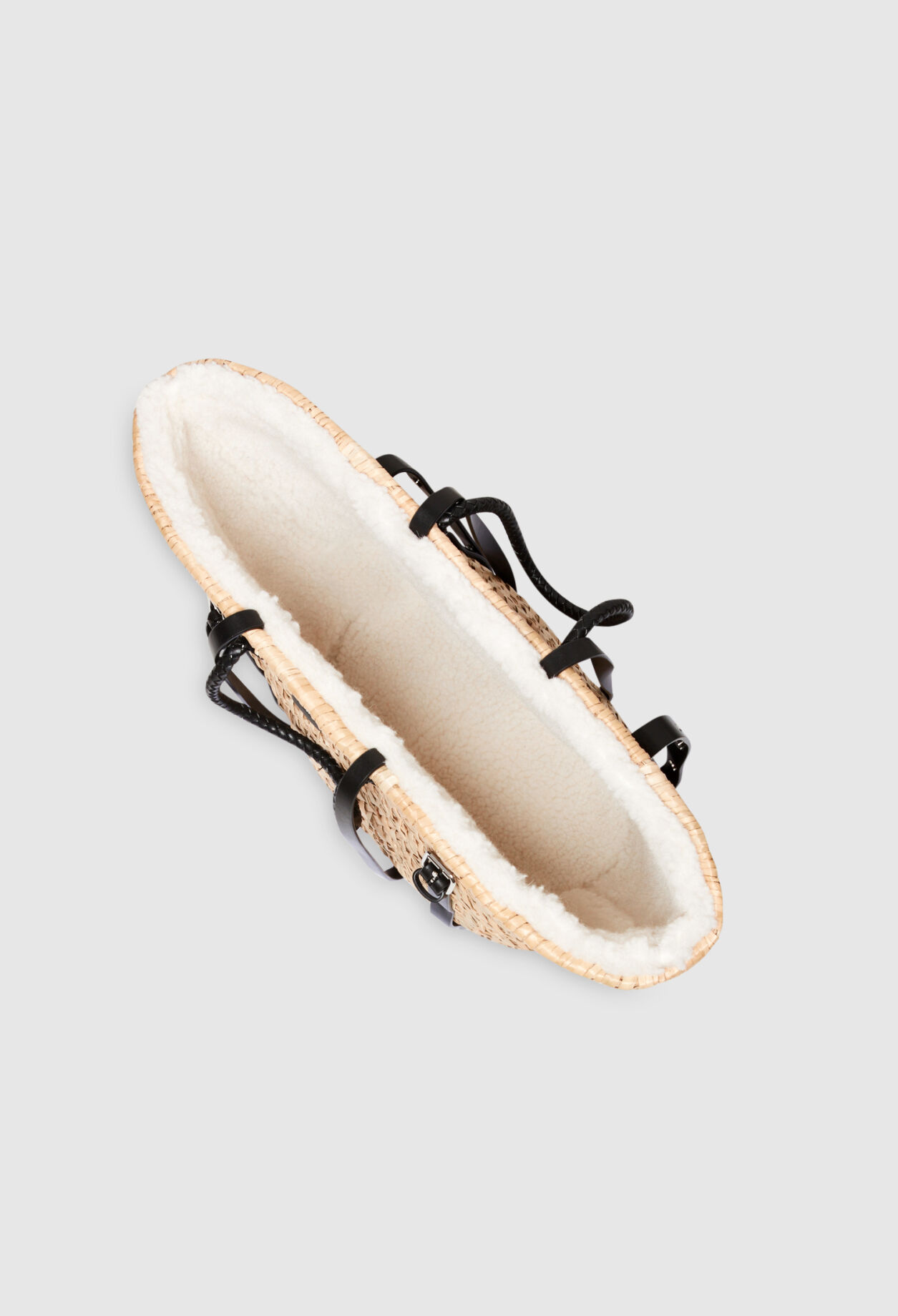 Panier paille et shearling