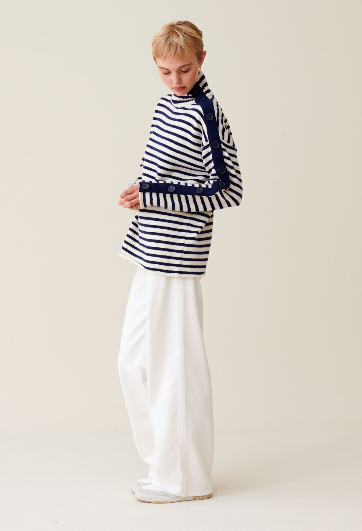 Pull marinière col montant femme on sale
