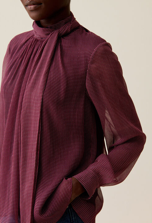 Blouse lavallière carreaux fluide