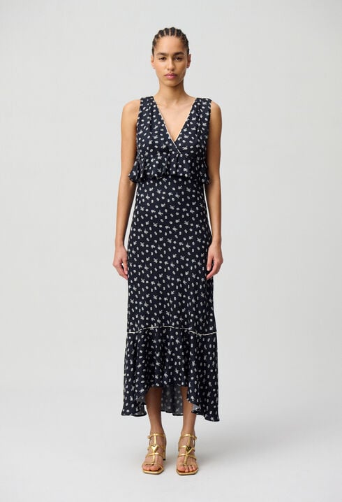 Robe longue volantée
