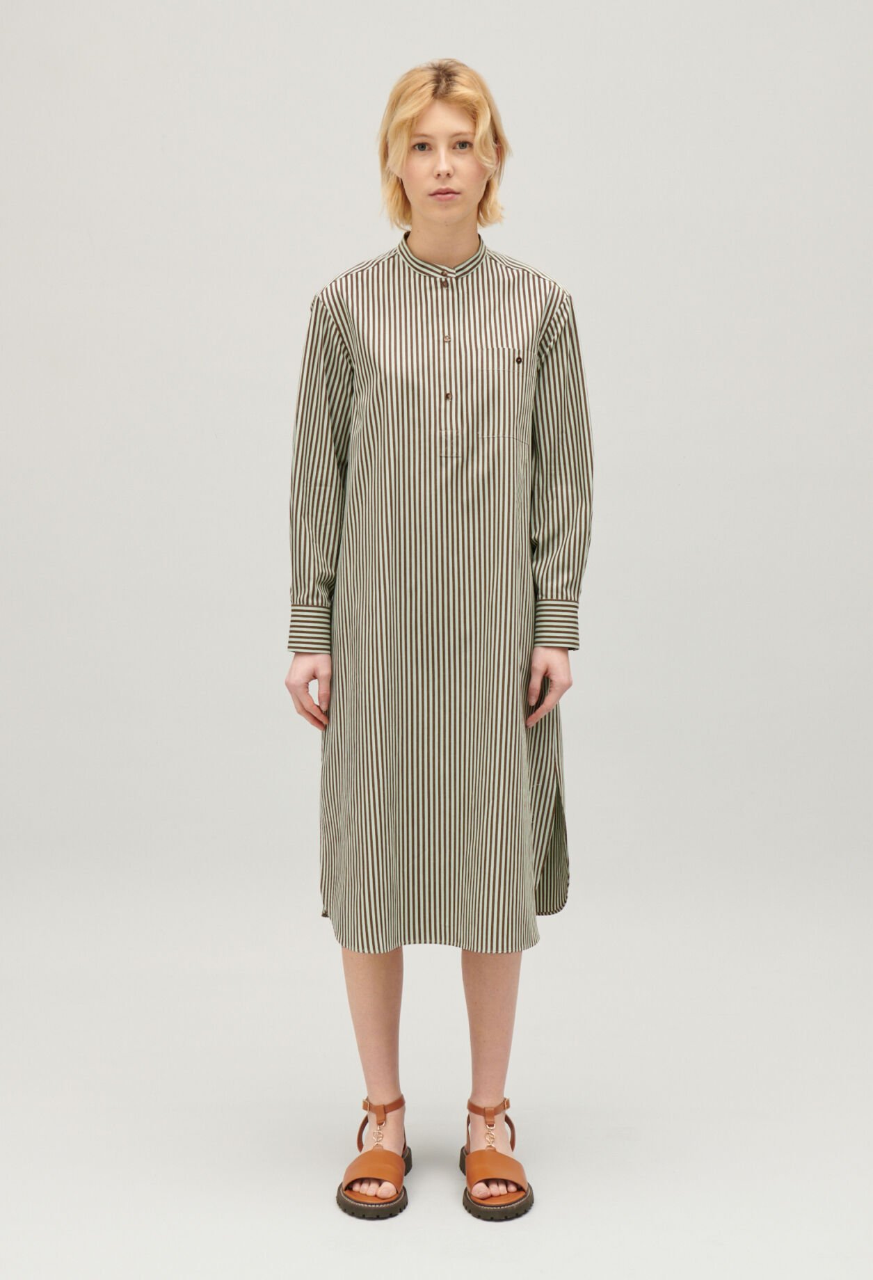 Robe longue rayures verte