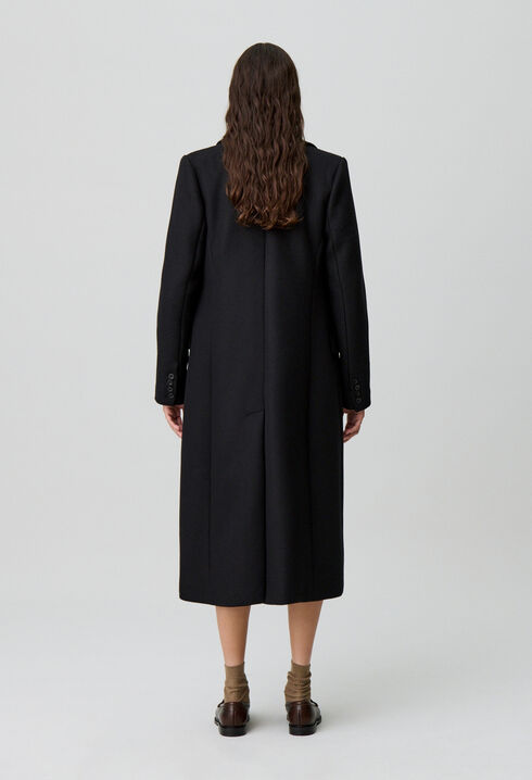 Manteau long droit laine
