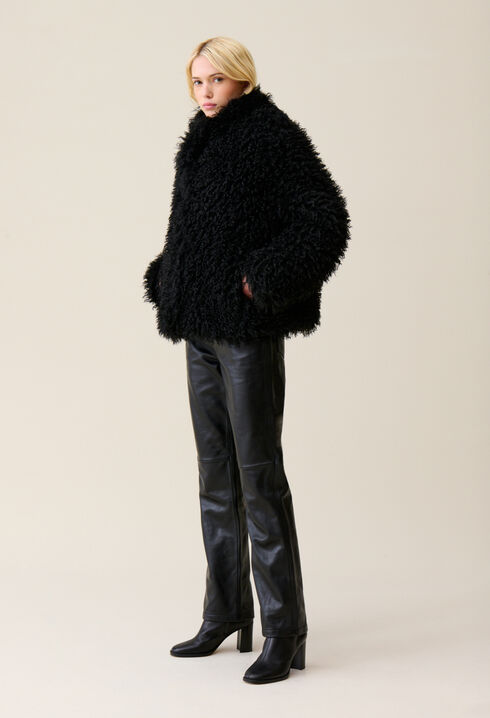 Manteau fausse fourrure noir