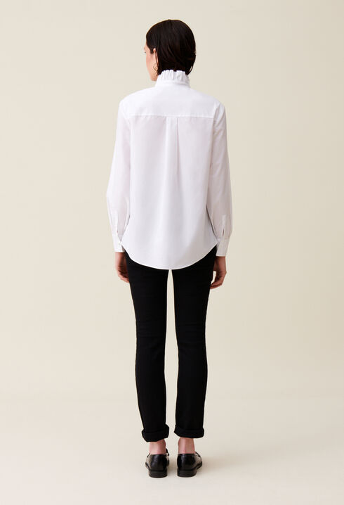 Chemise col volant blanche