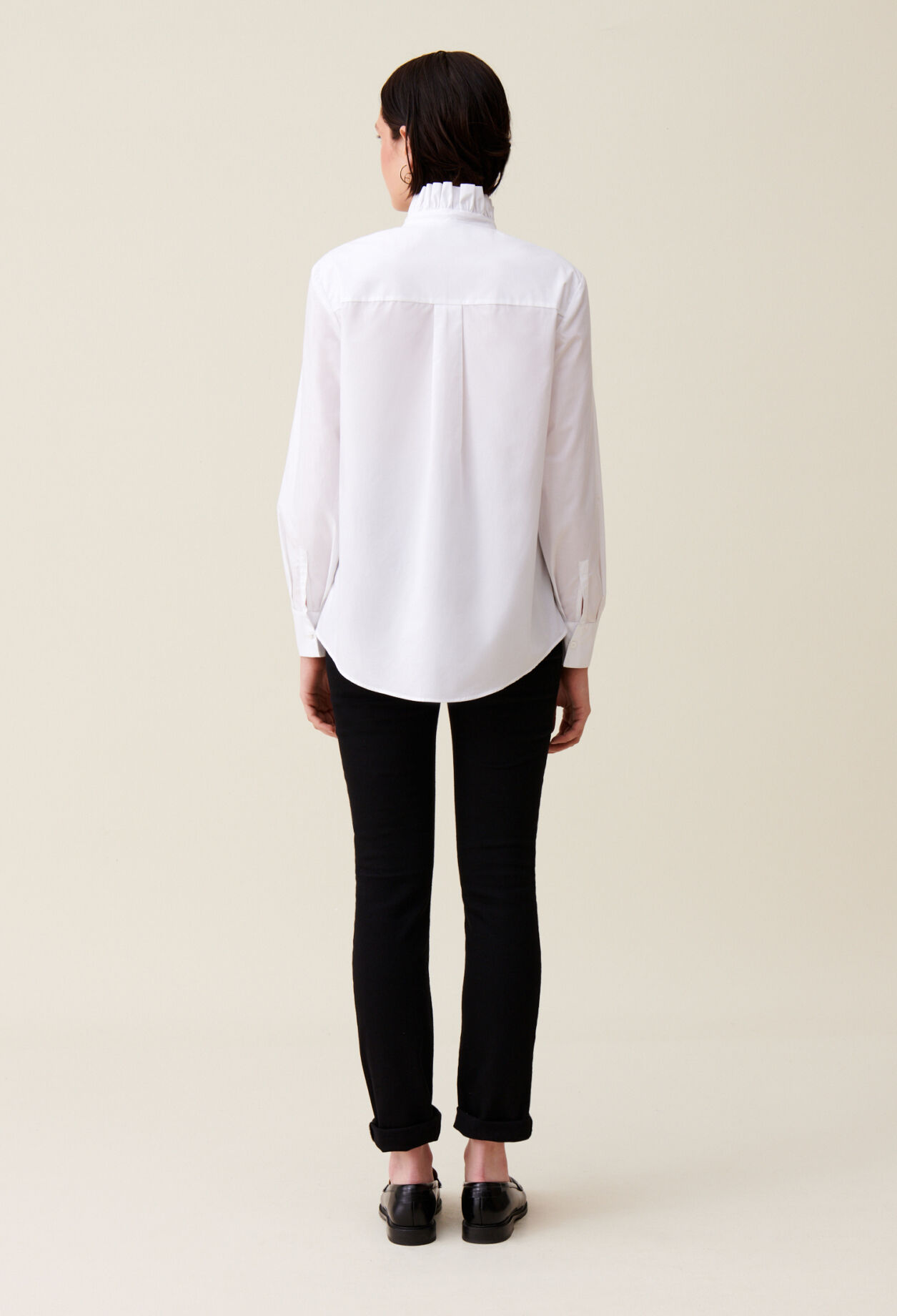 Chemise col volant blanche