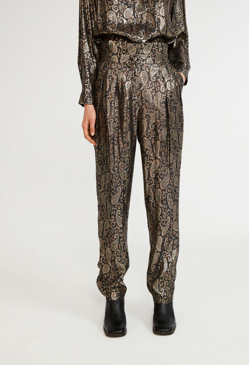 Pantalon taille haute coupe carotte