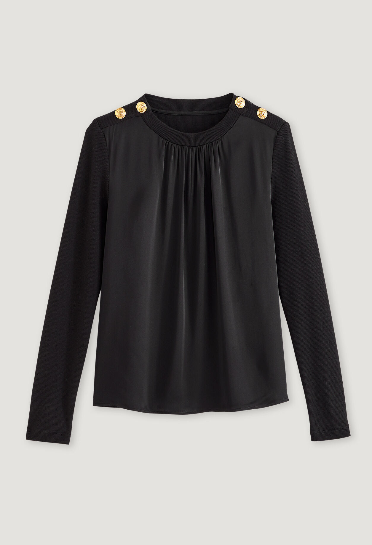 T-shirt noir à boutons
