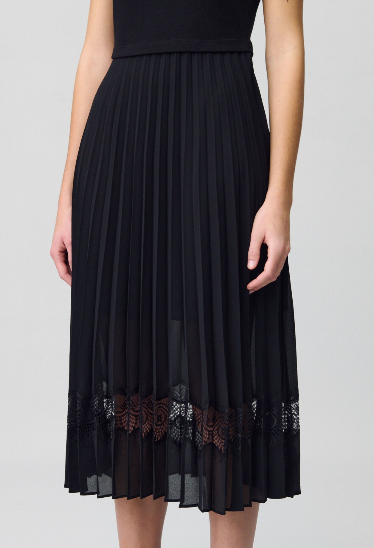Robe midi Twist bi-matière noire