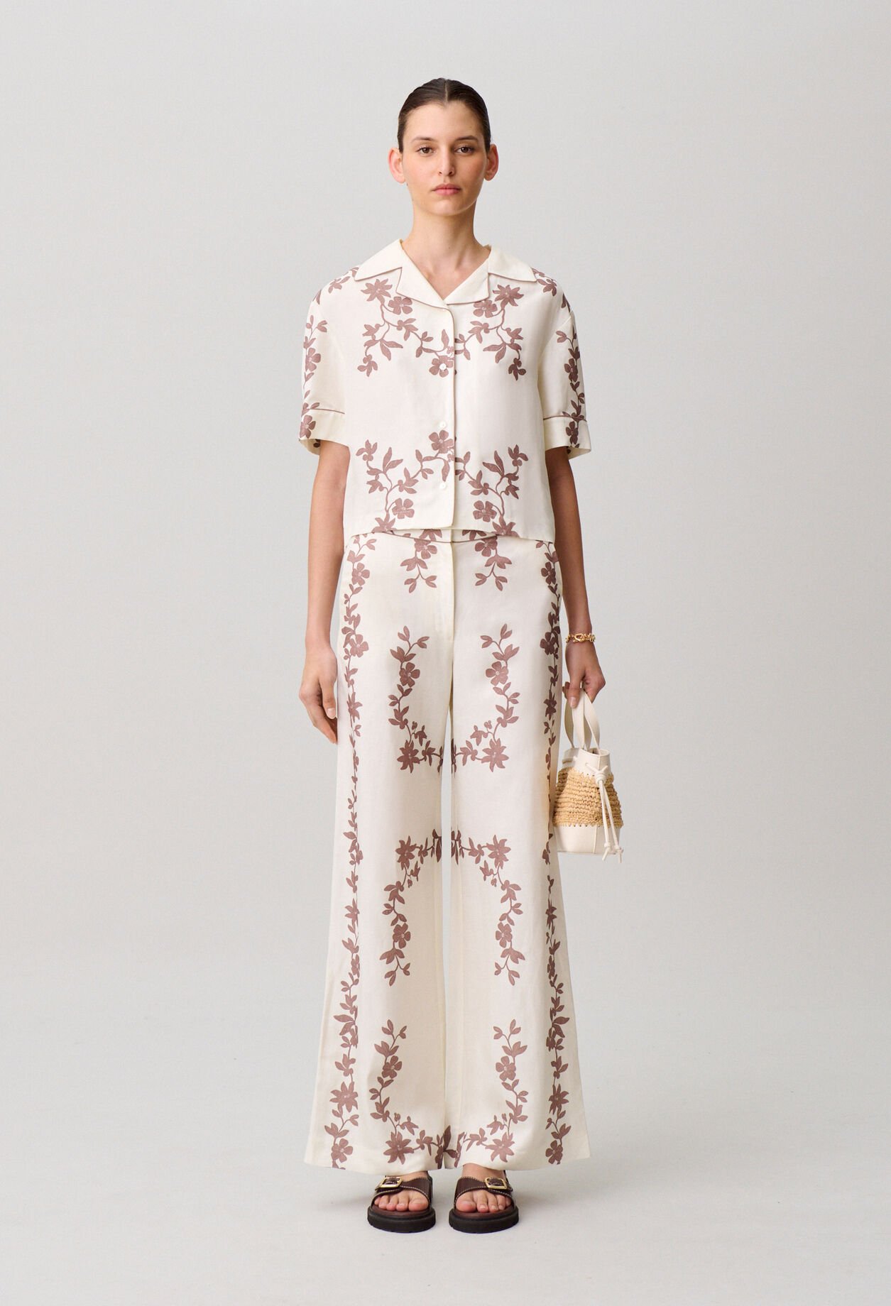 Pantalon large fleurs