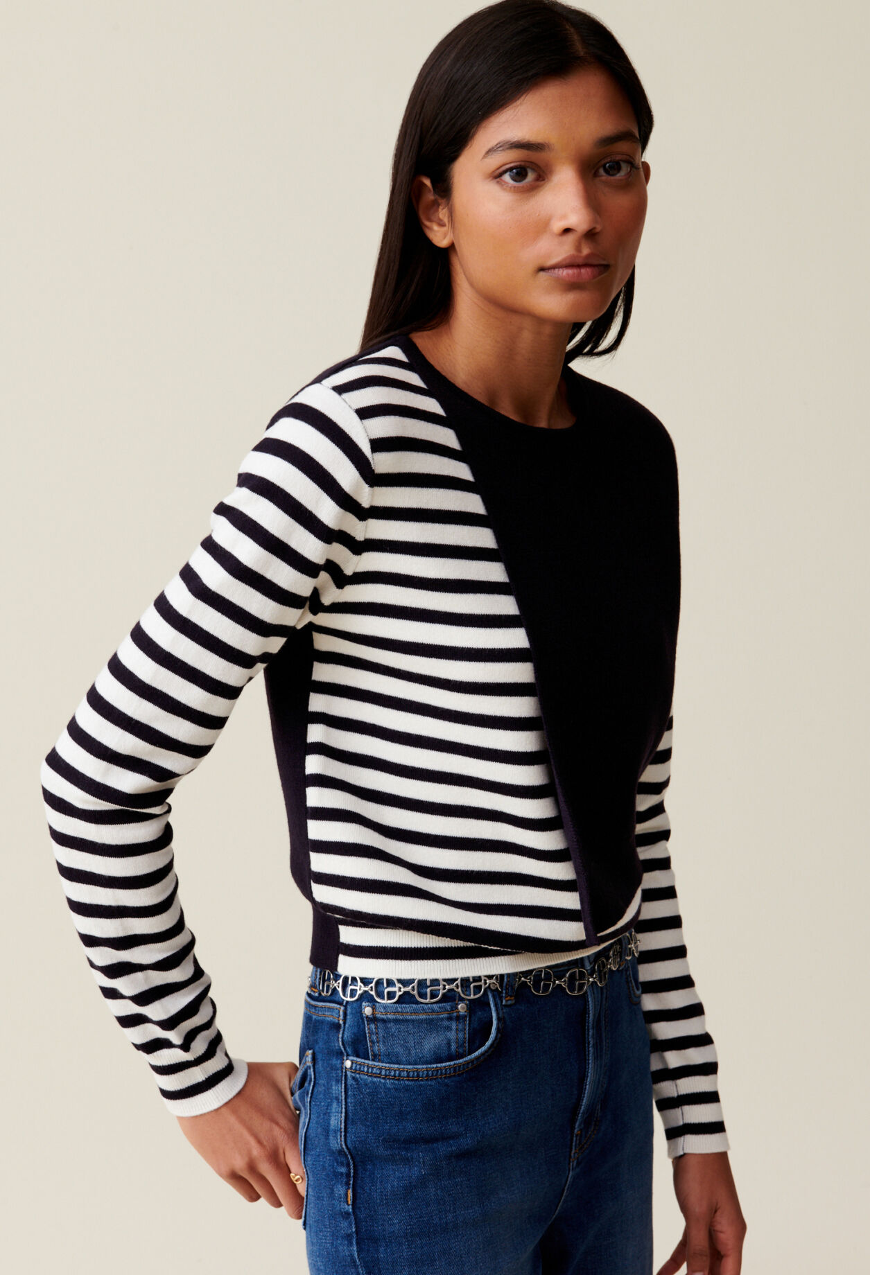 Pull court mariniere rabat uni pour femme Claudie Pierlot