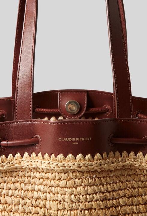 Panier raphia cuir
