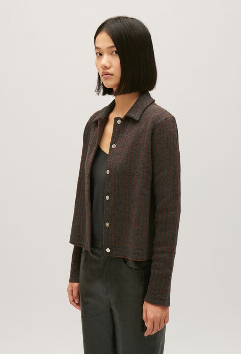 Cardigan maille rayée 