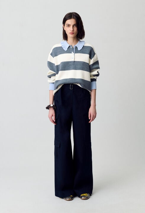 Pull polo large rayures