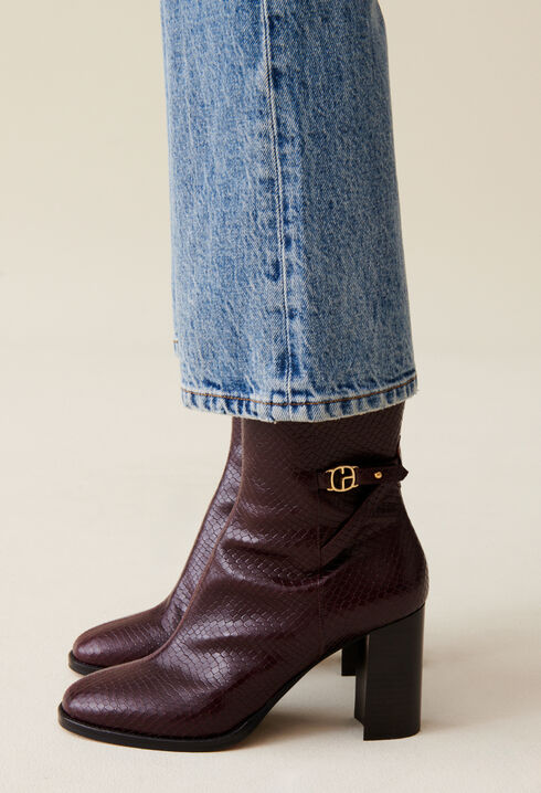 Bottines effet serpent cuir vernis