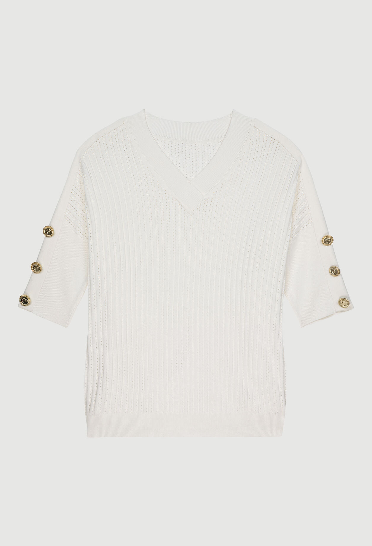 Pull à manches mi-longues boutonné