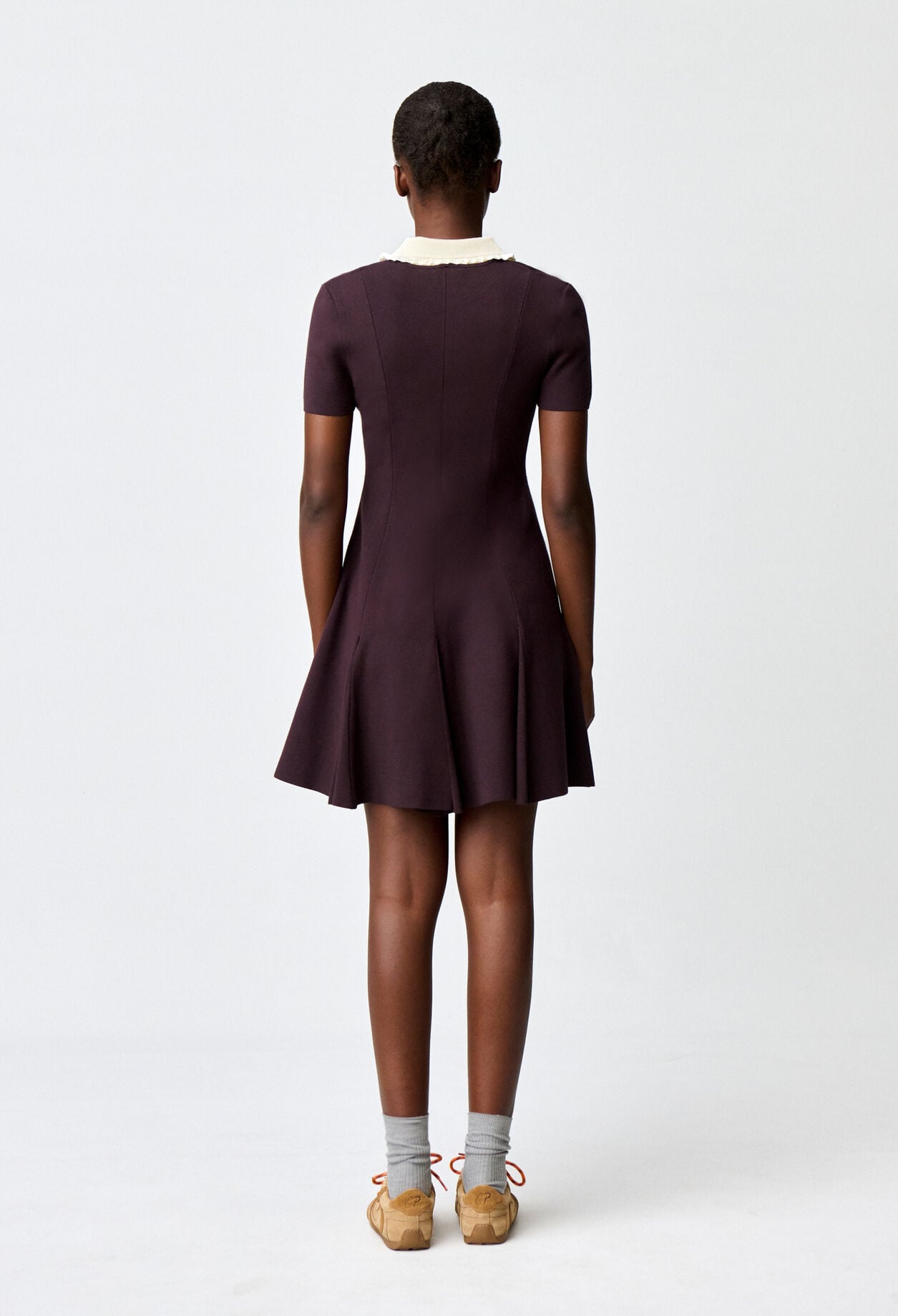 Robe patineuse maille col chemise