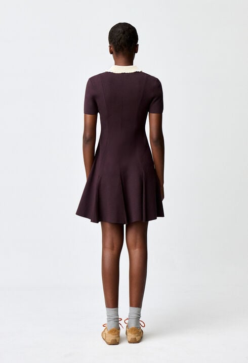 Robe patineuse maille col chemise