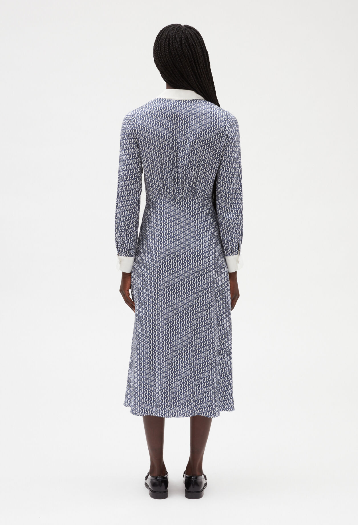 Robe midi monogramme bleue