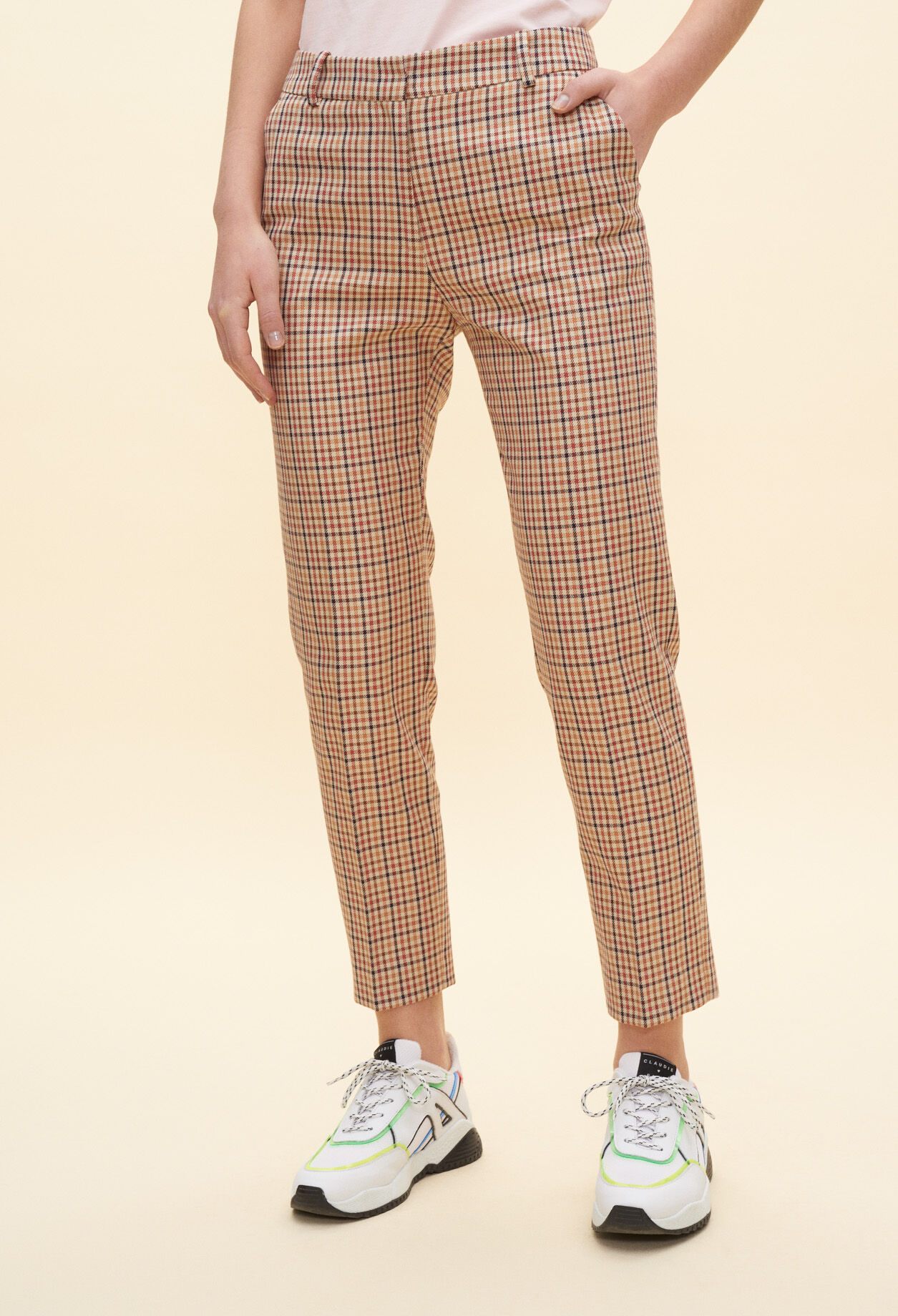 Pantalon droit à carreaux
