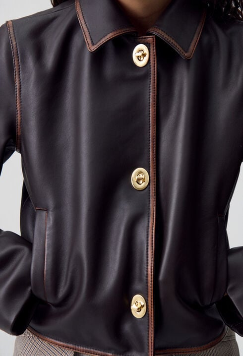 Veste courte cuir vieilli