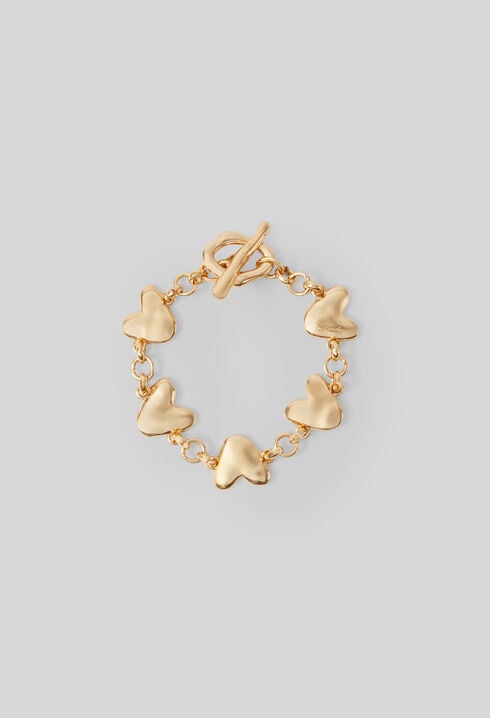 Bracelet cha&icirc;ne coeurs martel&eacute;s