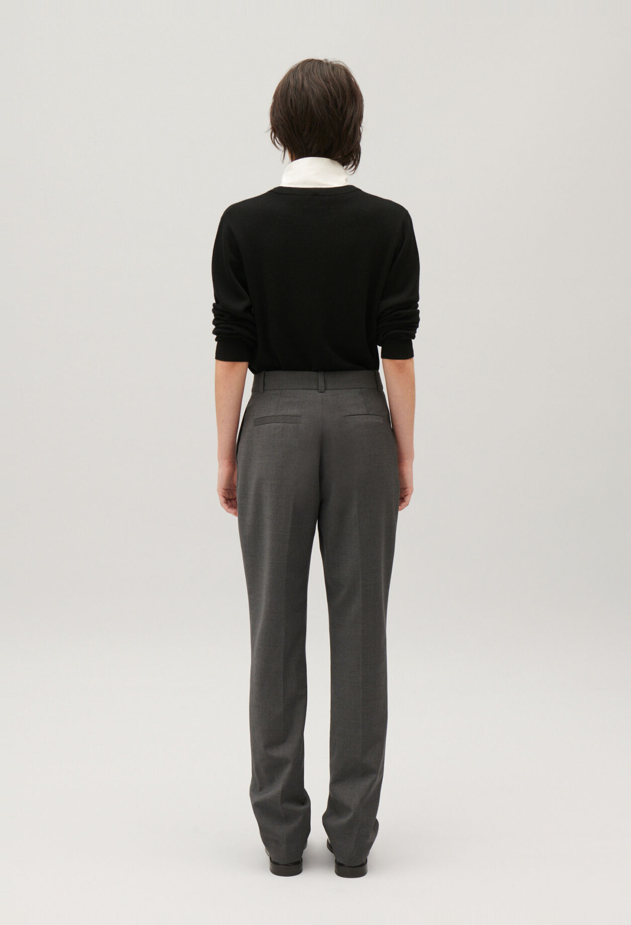 Pantalon tailleur gris chiné