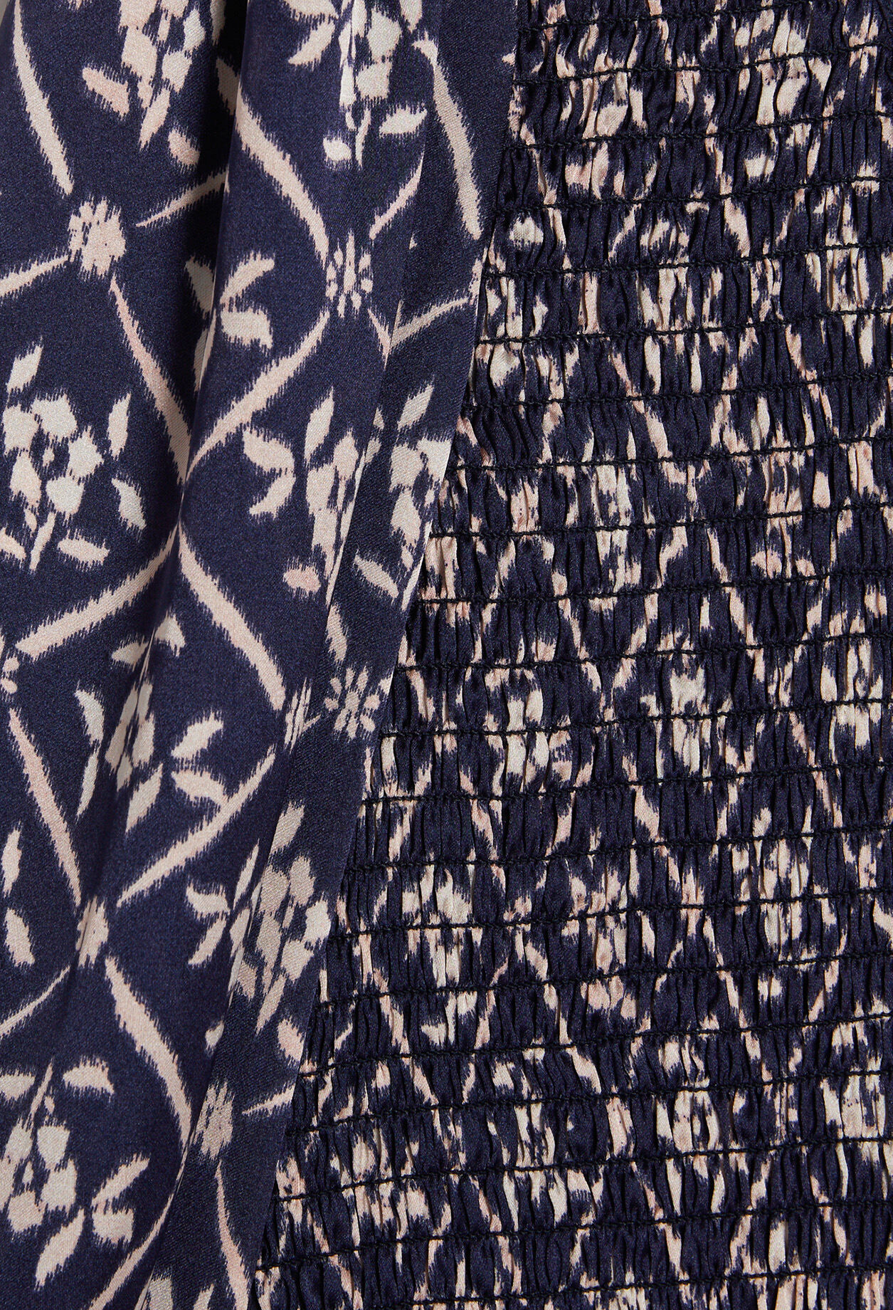 Blouse bleue imprimée à encolure carré
