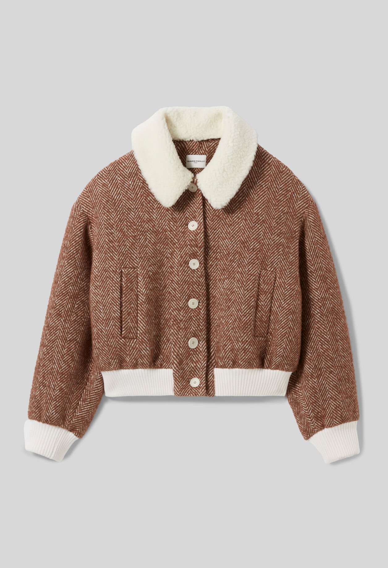 Manteau court col fausse fourrure