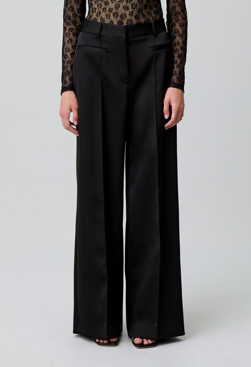 Pantalon tailleur satin