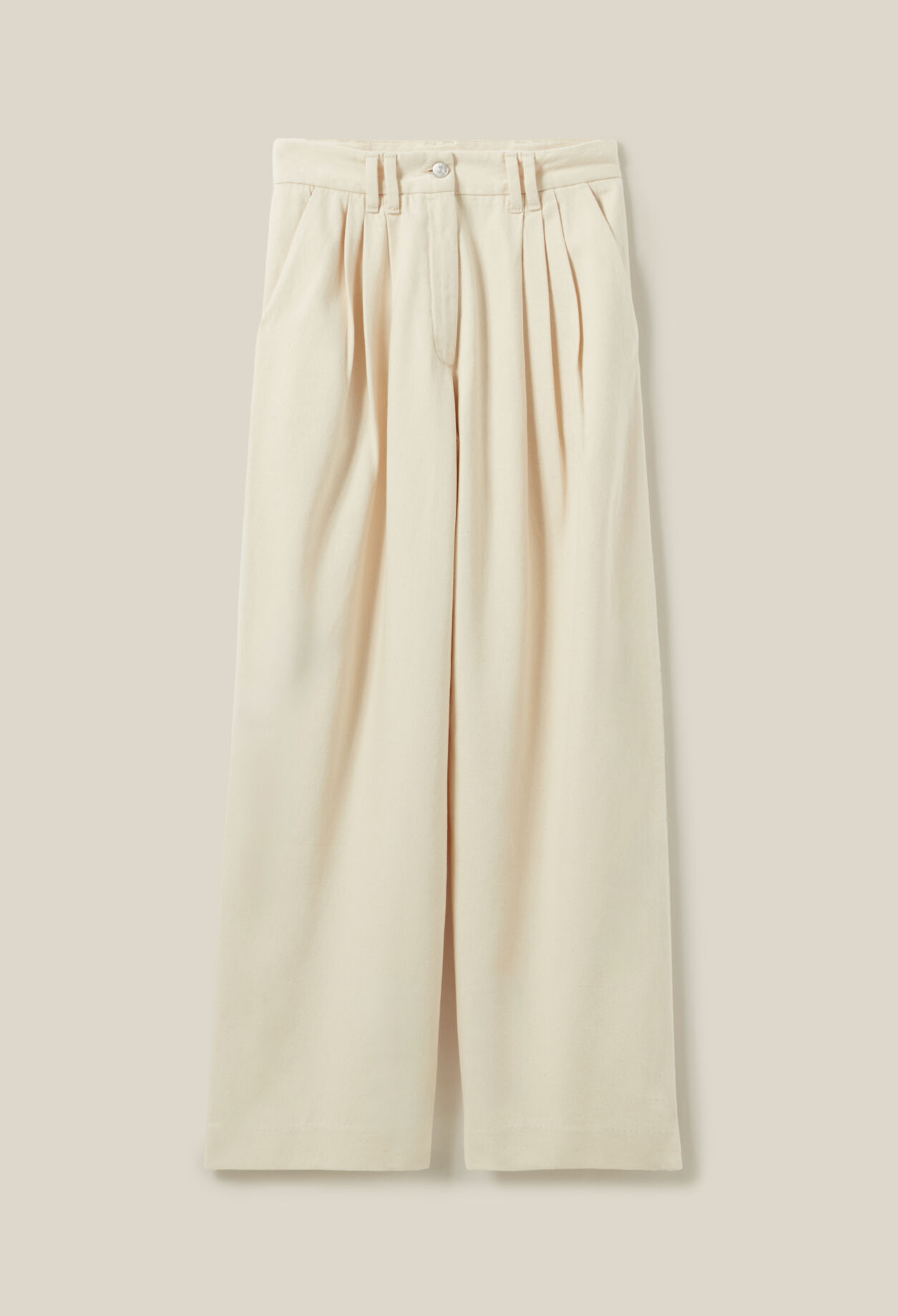 Pantalon denim large plissé