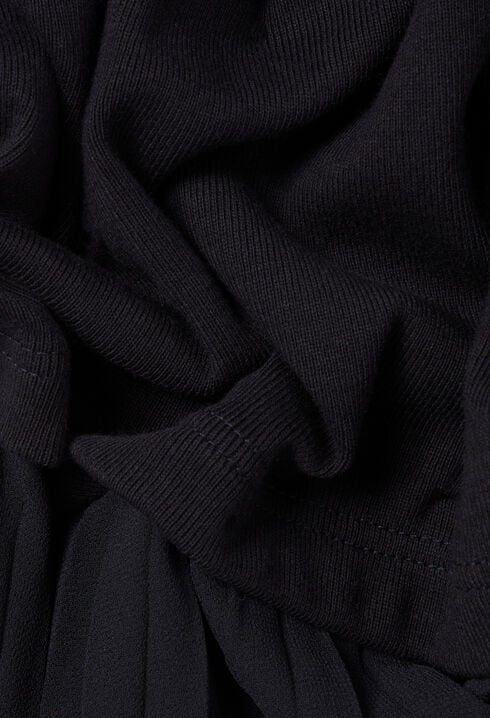 Robe midi bi-matière noire et marine 