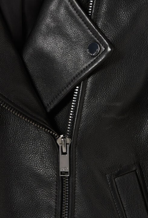 Veste cuir grainé noir