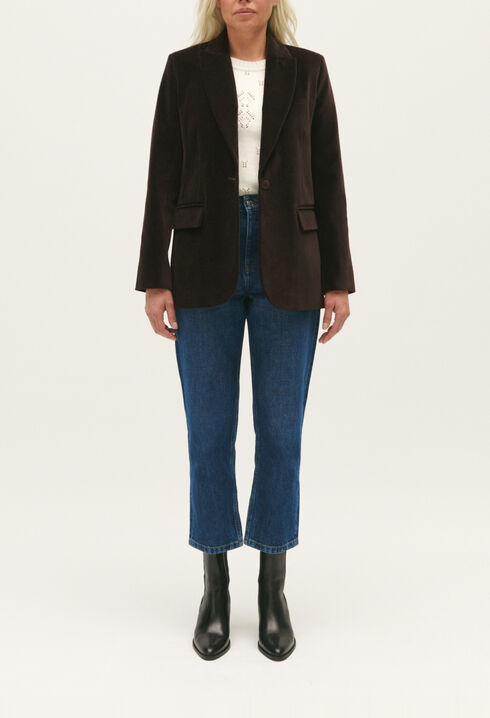 Veste tailleur velours chocolat