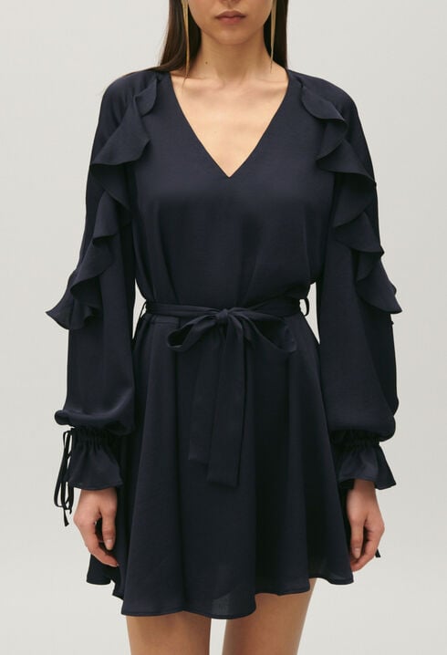 Robe courte volants marine