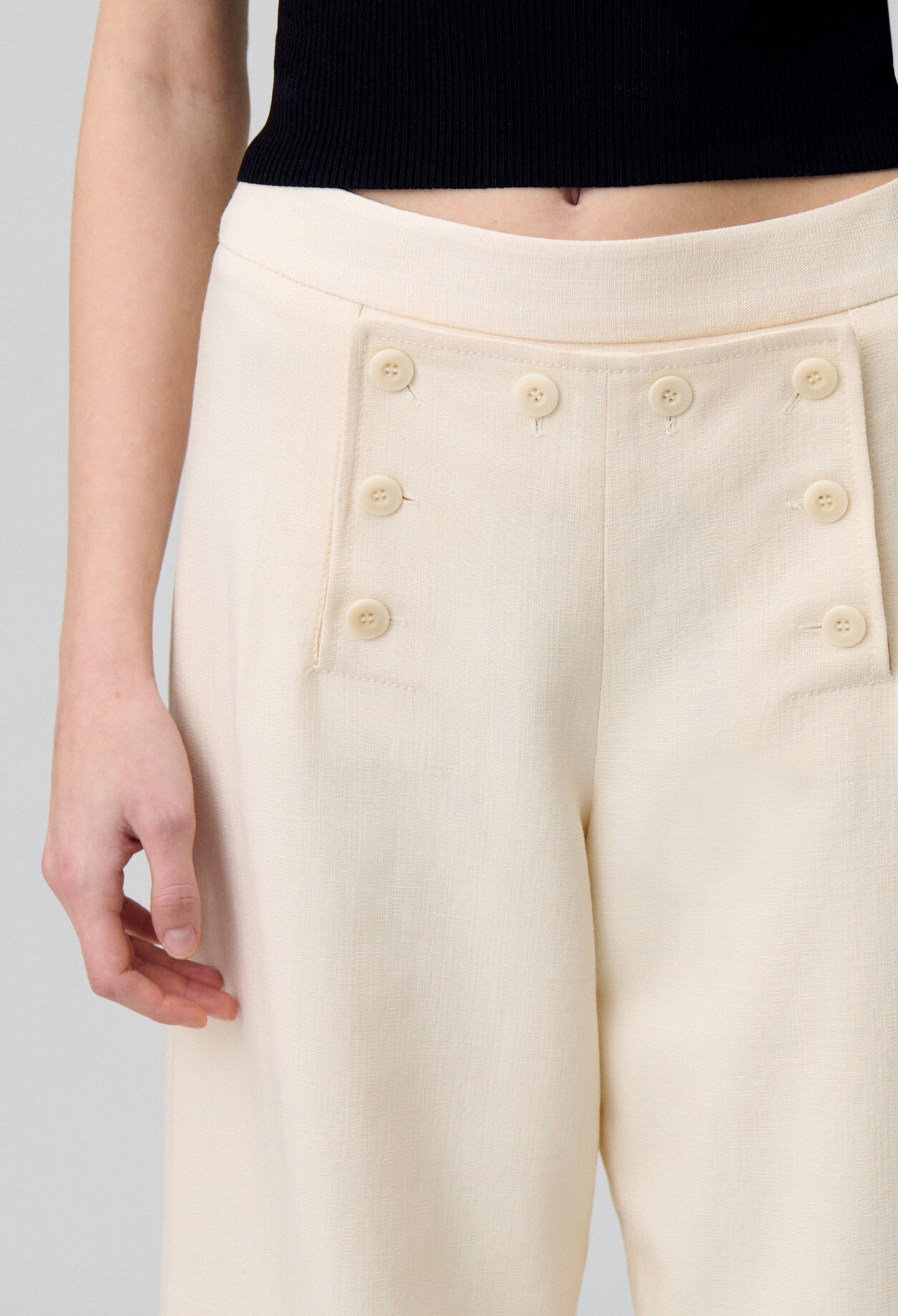 Pantalon droit &agrave; pont