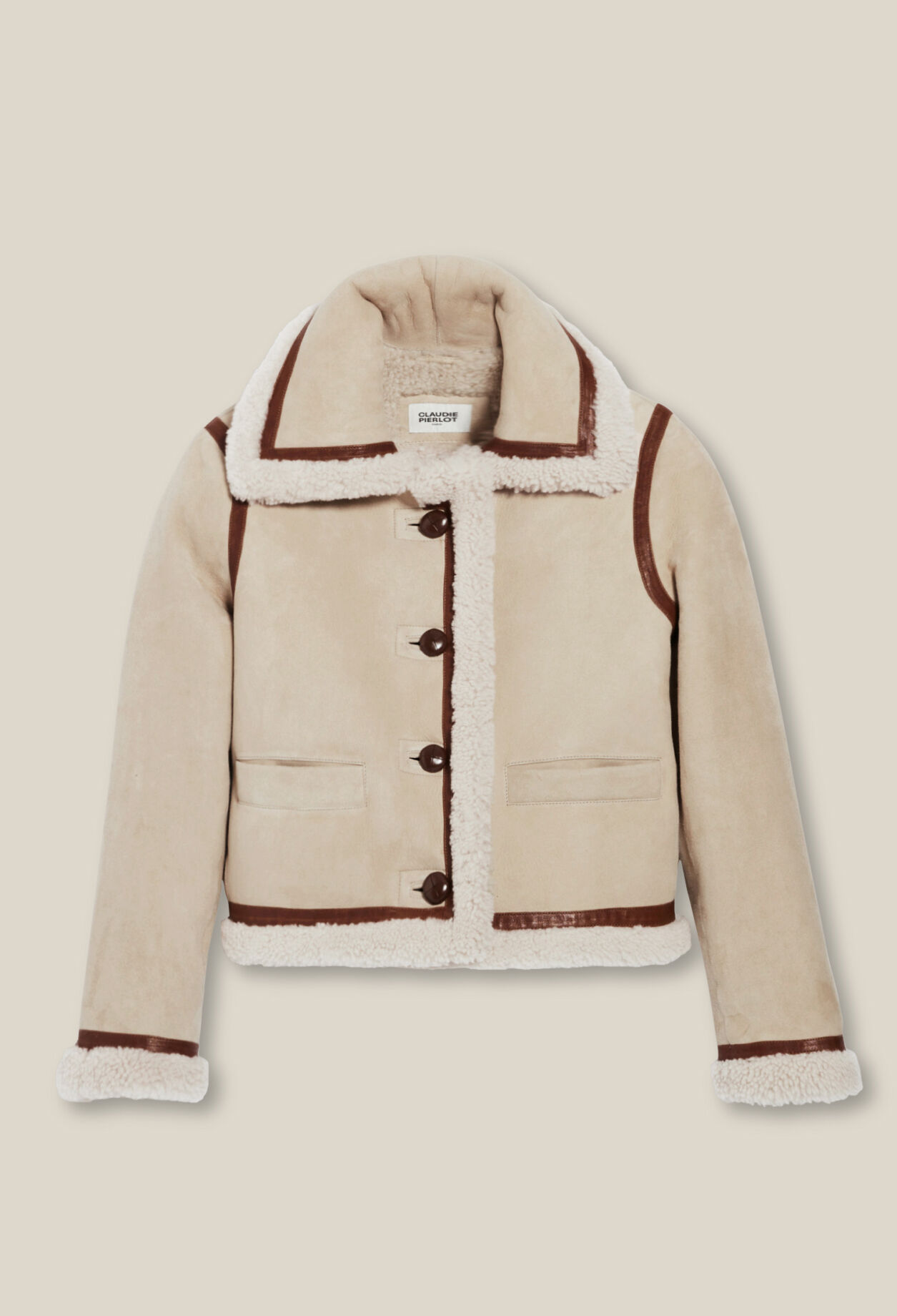 Veste peau lainée beige