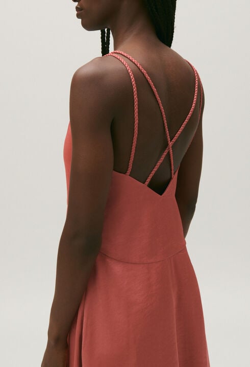 Robe midi satinée terracotta