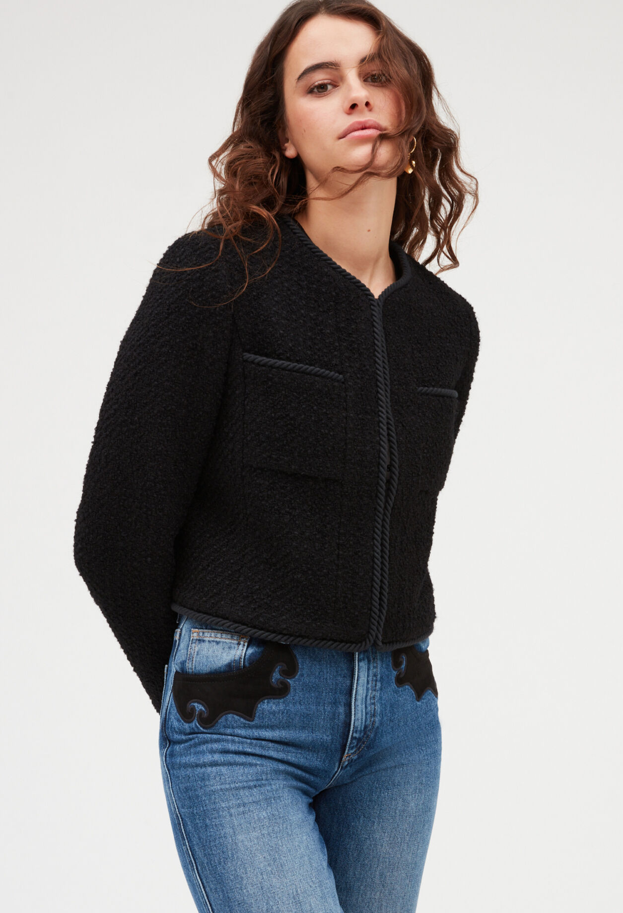 Veste courte tweed noire