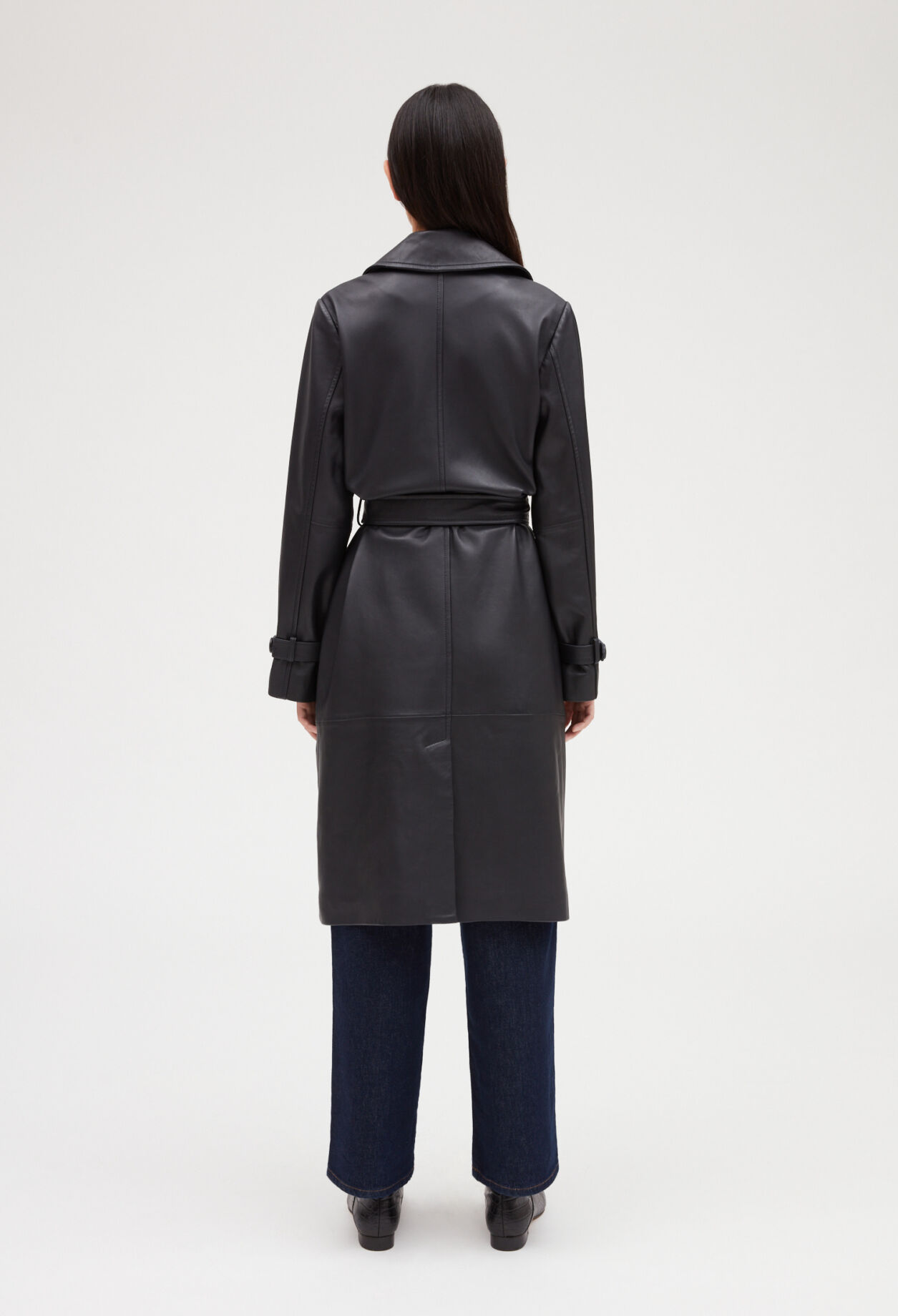Trench marine cuir lisse