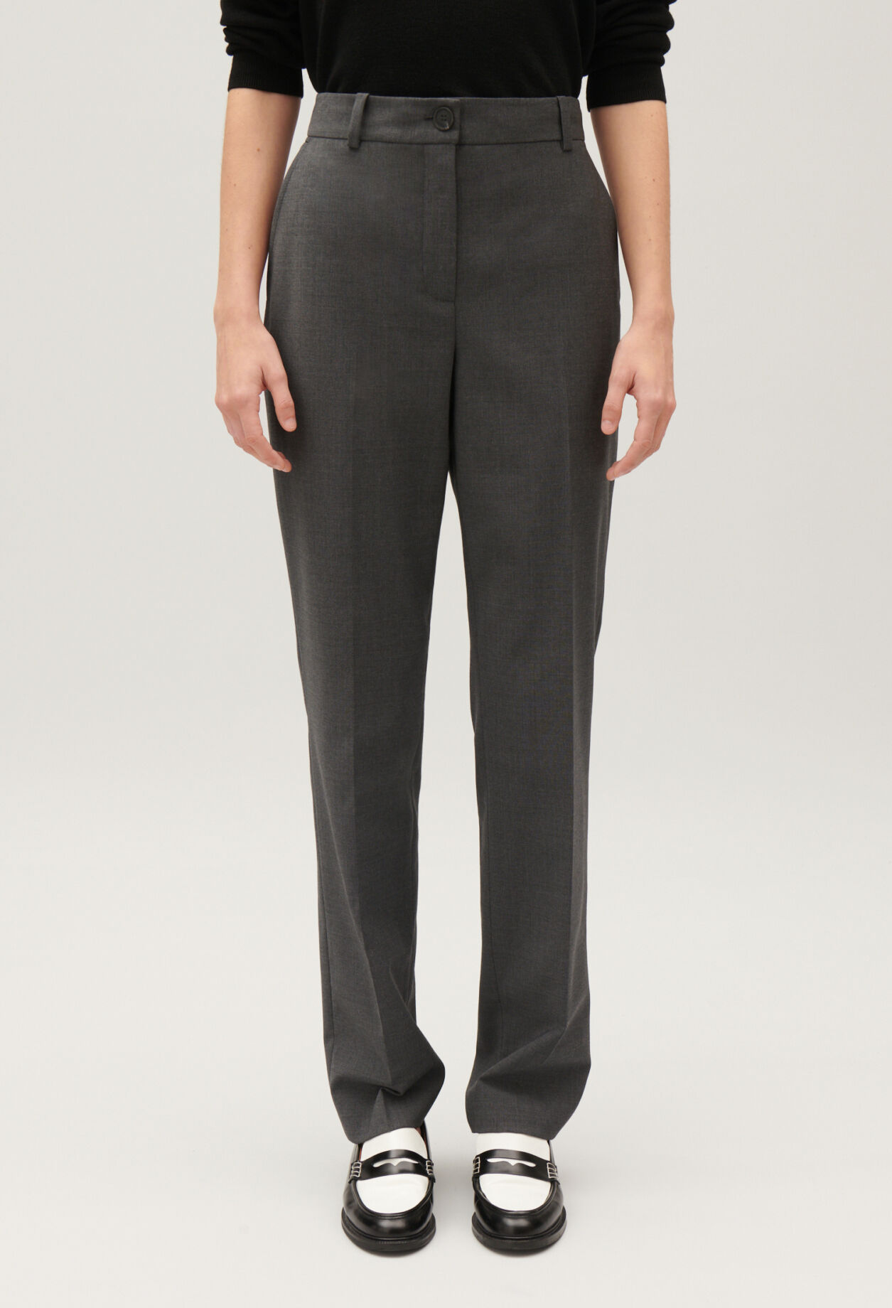 Pantalon tailleur gris chiné