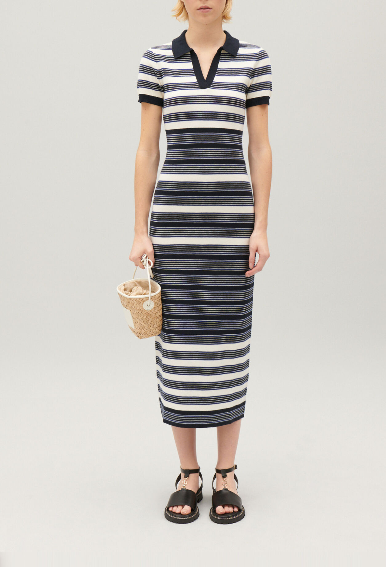 Robe longue maille bicolore