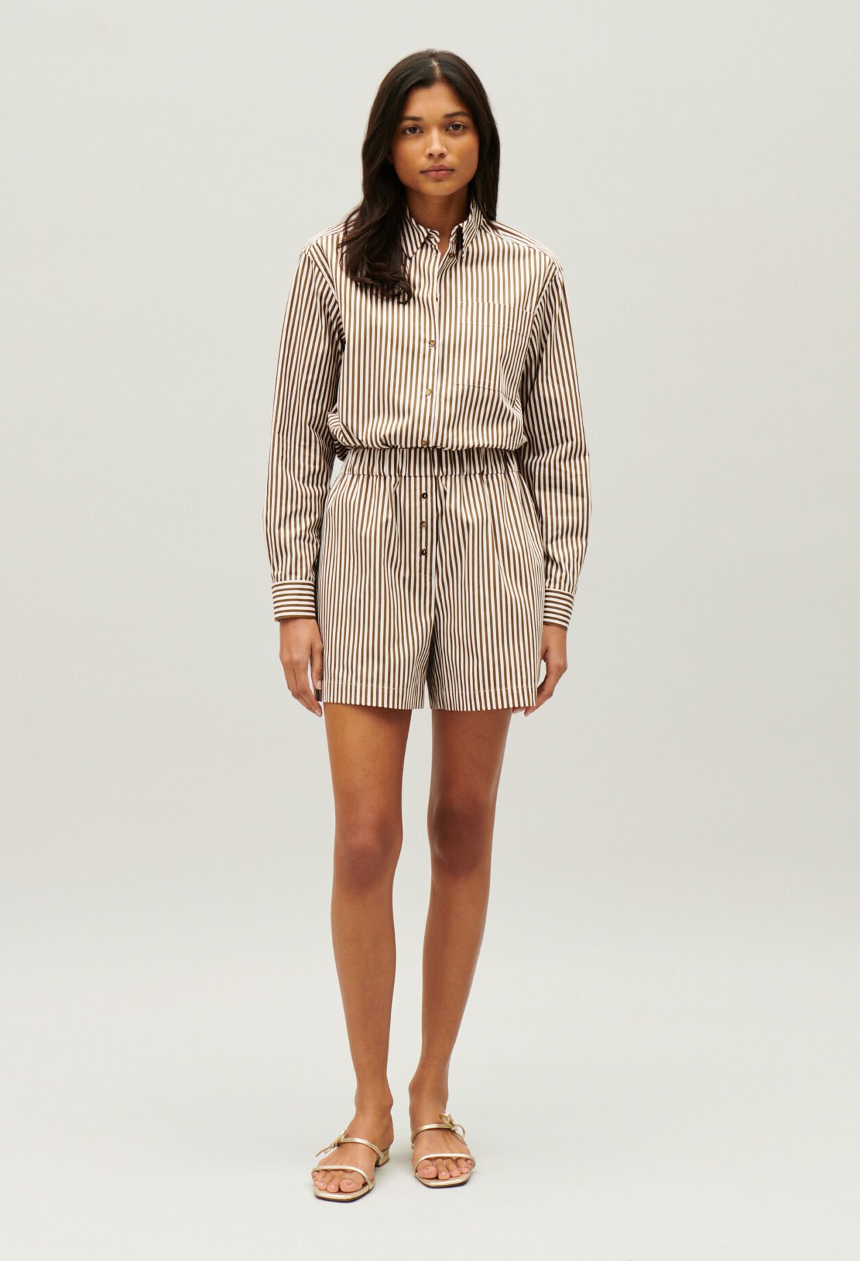 Short rayures bronze