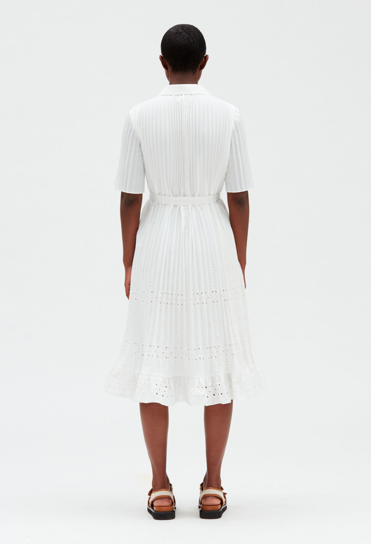 Robe midi plissée écrue