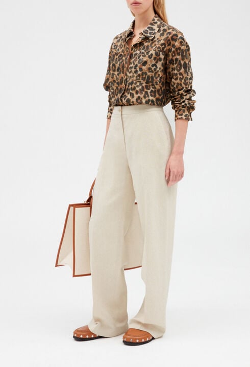 Pantalon beige coton et lin