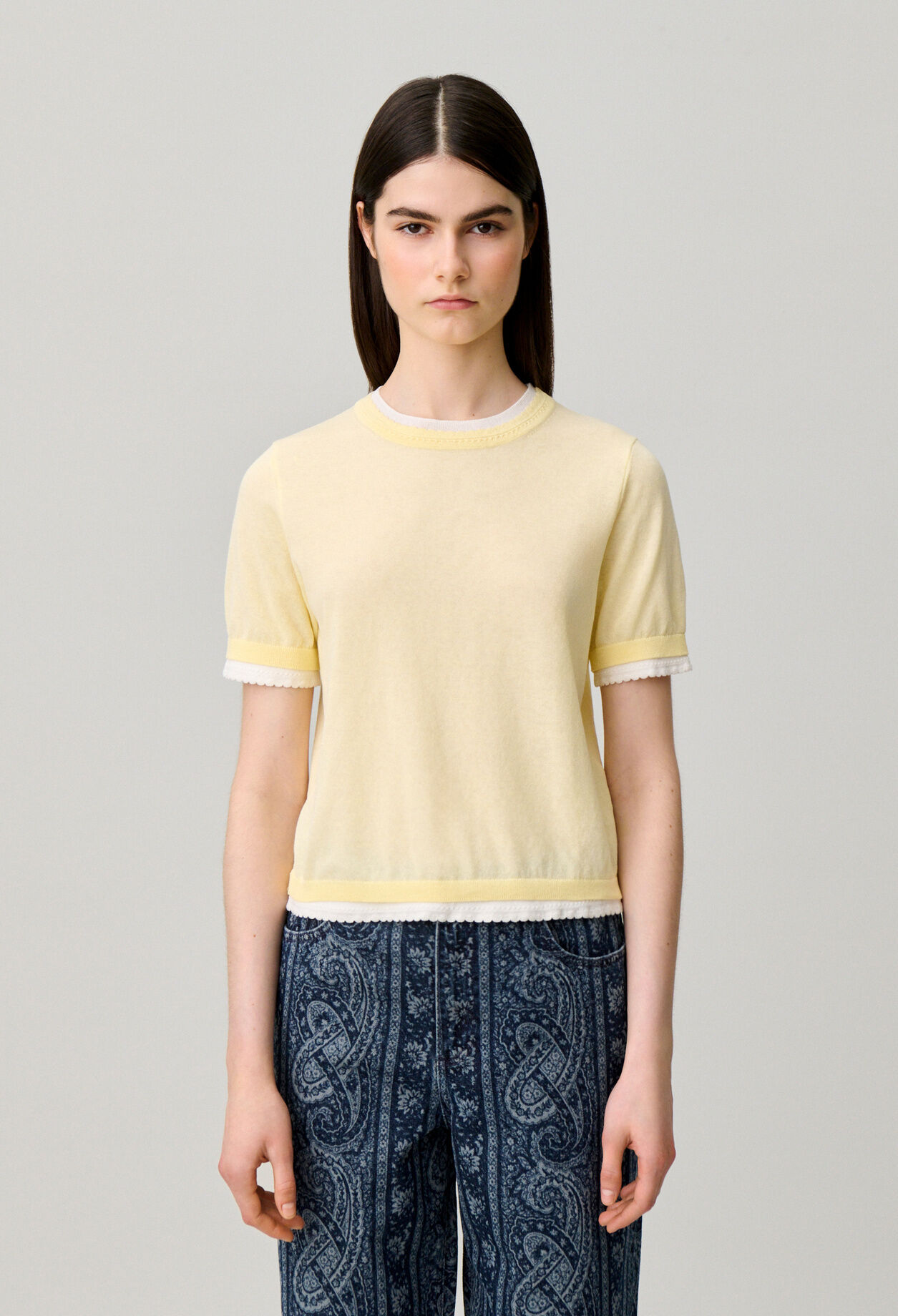 Pull maille contrastante