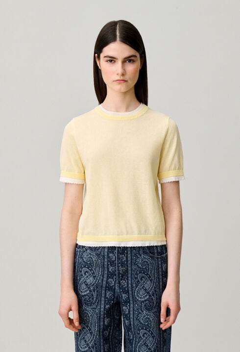 Pull maille contrastante